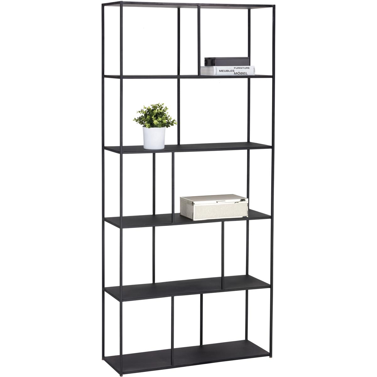 Cantrell Industrial Loft Matte Black Iron 5 Tier Display Case